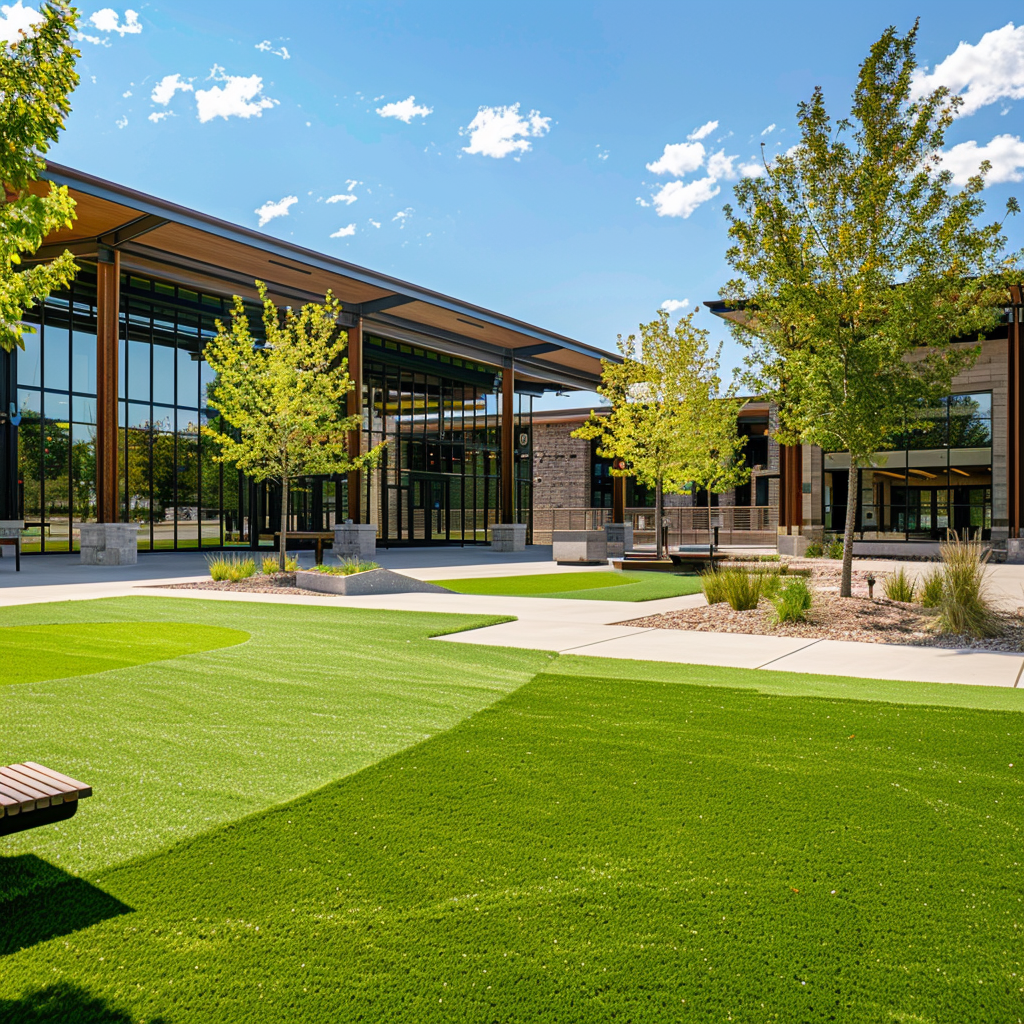 community ceter with artificial grass