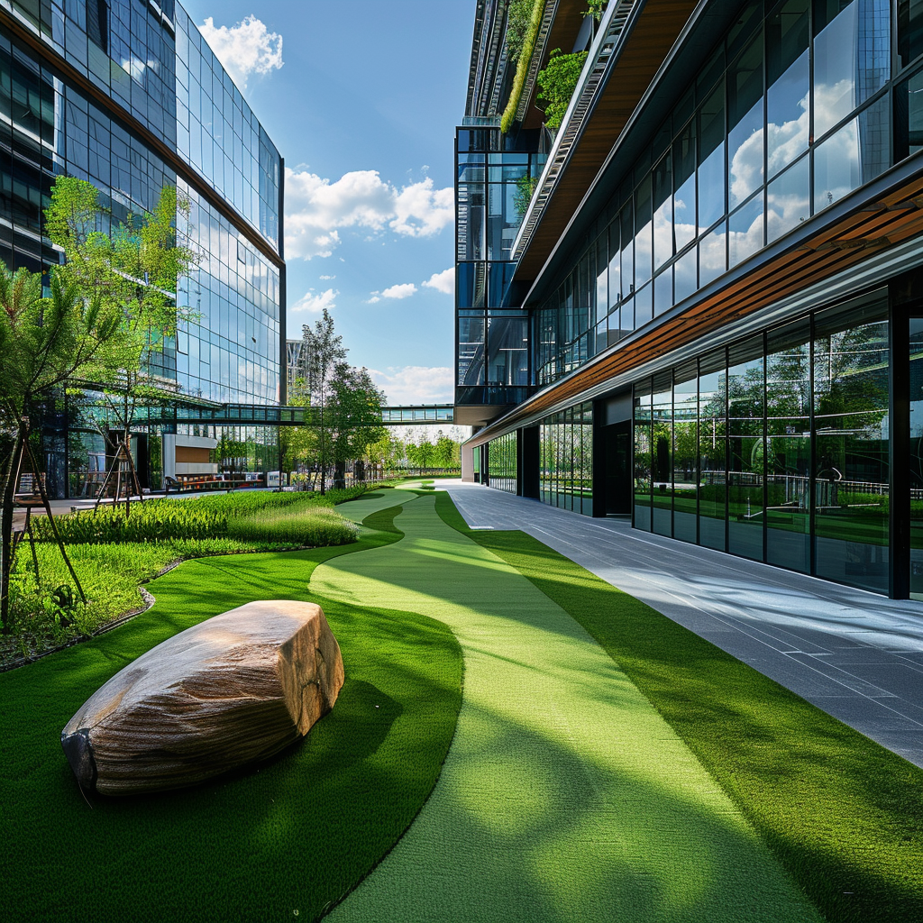 office building artificial grass