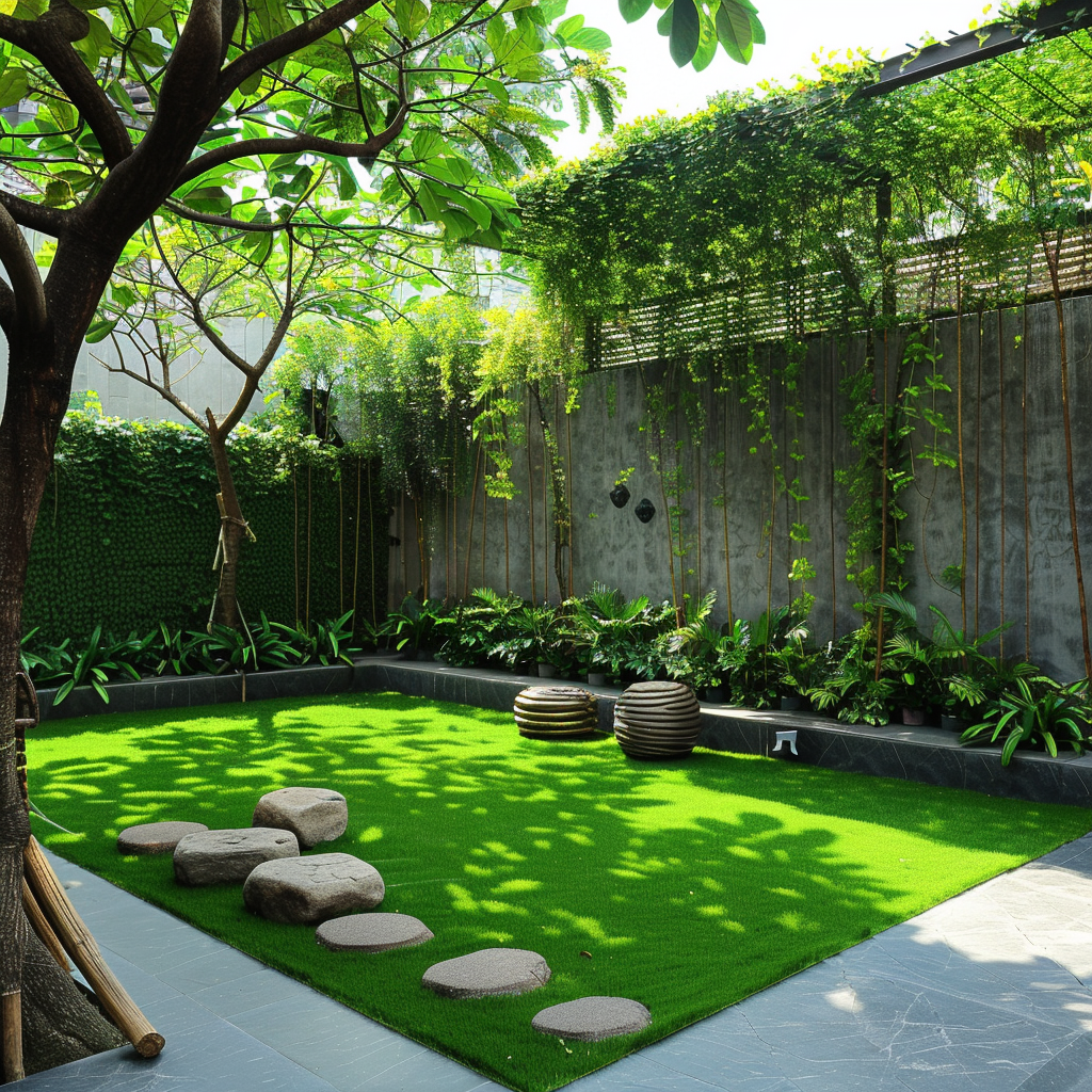 shading structures around the artificial lawn